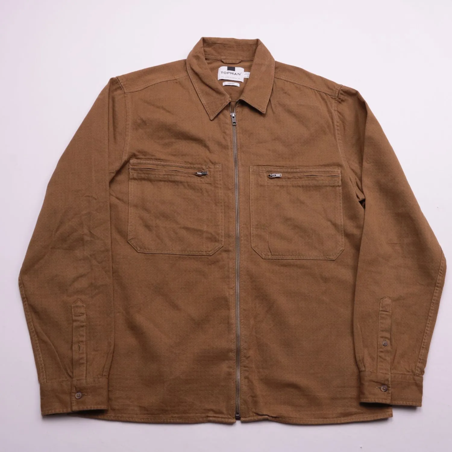 Коричневая куртка TOPMAN из хлопка на молнии, размер 50 (L)