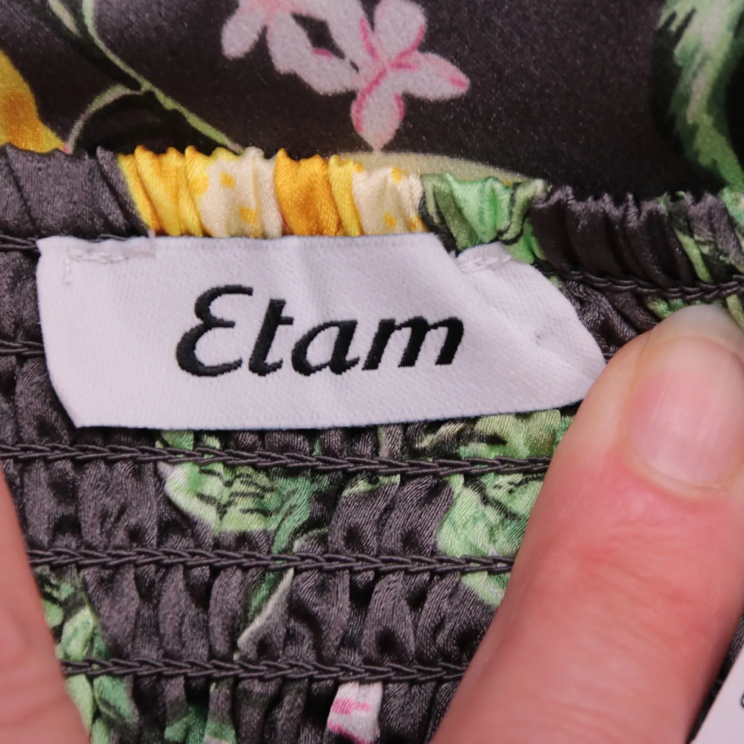 Серый топ Etam с лимонным принтом и завязкой, размер 42 (S)